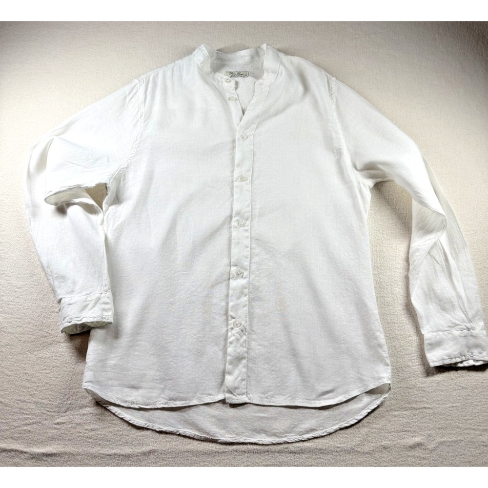 Puro Lino Women's M 100% Linen Shirt White Made in Italy Button Up Tunic